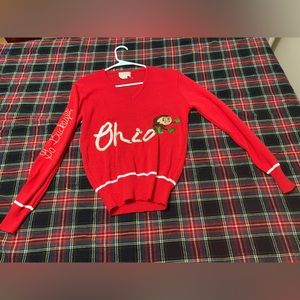 Unique Vintage Ohio State Acrylic Pullover Embroidered Sweater Womens Small
